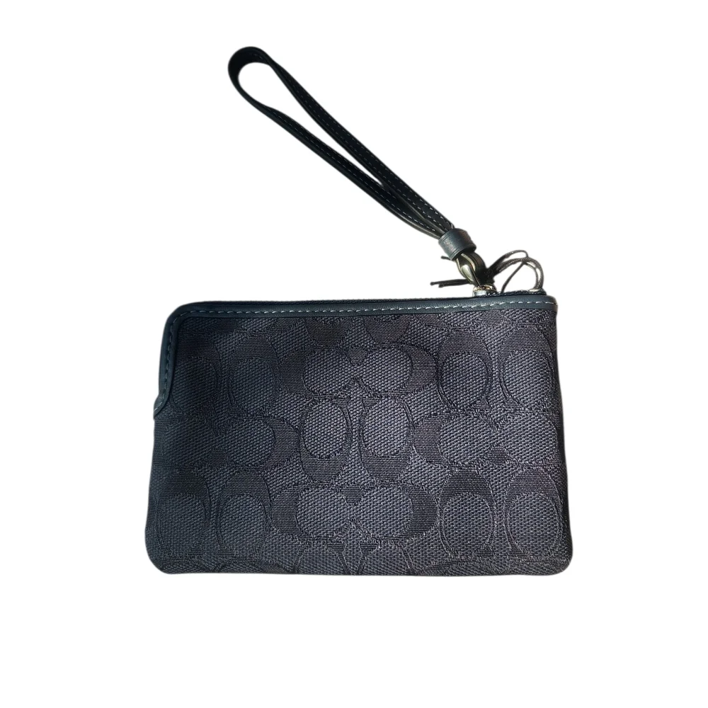 Coach Signature Jacquard Corner Zip Wrislet Denim
